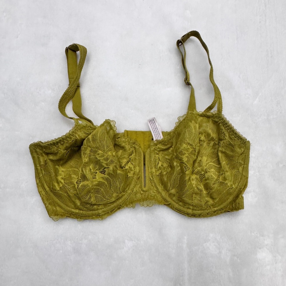 Auden Lace Balconette Bra Women 36DD Green Underwire Unlined